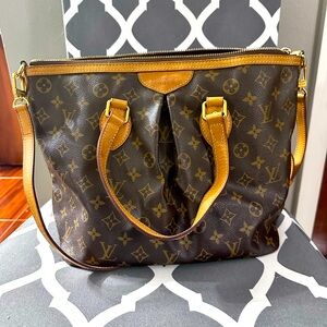 Louis Vuitton Brown Monogram Satchel with Tan Trim